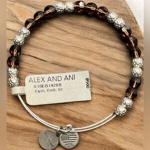 Alex and Ani Swarovski Beaded Earth Expandable Wire Bangle